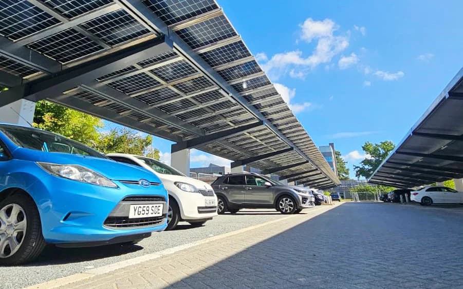Completed KLY Solar commercial solar carport