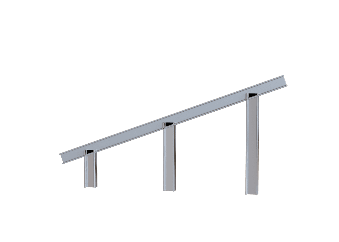 Triple Post fixed-tilt ground-mount diagram